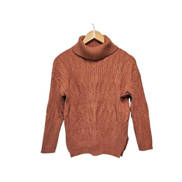COZY CO. Turtle Neck Sweater Rust Orange Size S/M Plush - Picture 1 of 4
